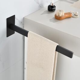 Тримач для рушників настінний з нержавіючої сталі, без свердління, подвійний, для ванної кімнати та кухні, срібний (чорний, односторонній)