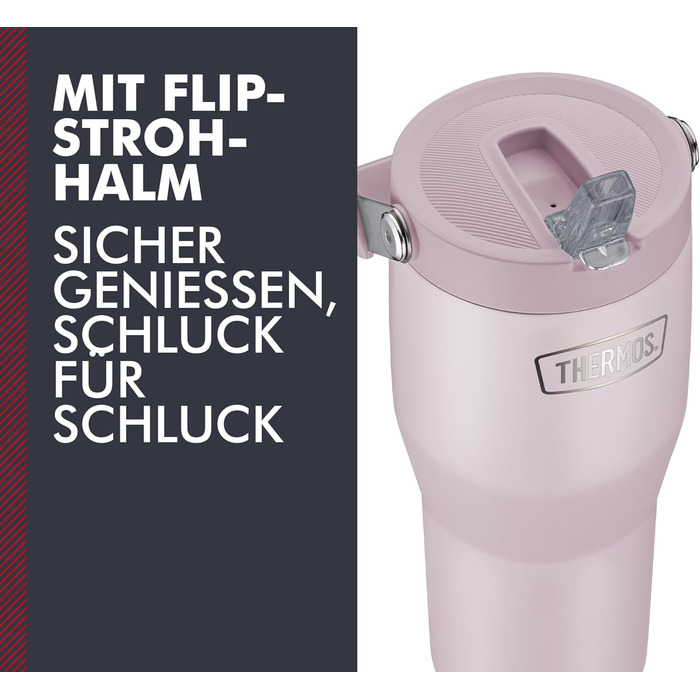 Термос REFRESHING SERIES з подвійними стінками, 850 мл, з трубочкою та ручкою (Лаванда Матова)