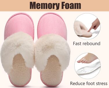 Зимові домашні капці унісекс з ефектом пам'яті (Memory Foam), м'які плюшеві та протиковзкі тапочки для дому та вулиці, рожеві, розмір 38.5/40 EU
