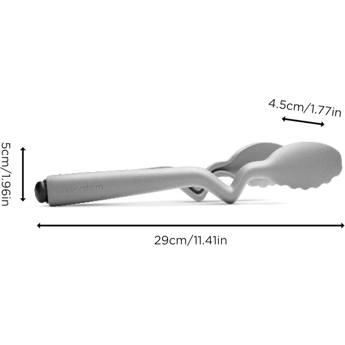 Dreamfarm CLONGS Kitchen Tongs | Stainless Steel and Silicone | 23 cm | Tongs for the Kitchen with Closure | For Placing and Resting on Surfaces or the Pan | Dishwasher Safe | Heat Resistant up to 260°C (Gray, 26.7 cm (10.5 inches))