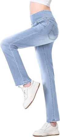 Джинси жіночі Dunke Bau-31, прямі, з високою талією, еластичний денім, 4 кишені, блакитні
