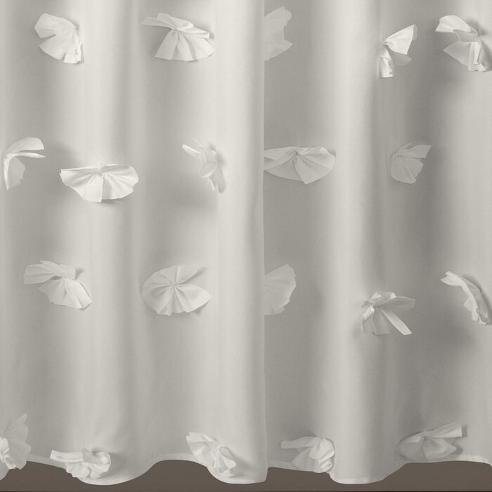 Шторка для душу Lush Decor Riley, 183x183 см, білий/квітковий, з бантиками, романтичний дизайн