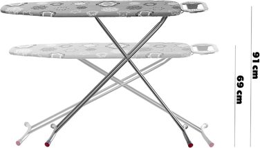 Відкидна гладильна дошка KADAX 120x38 см з металевою сіткою, регульована висота, з підставкою для праски (сіра)