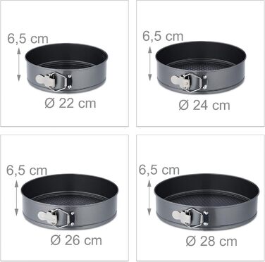 Набір форм для випічки Relaxdays, 8 шт., діаметр 14-28 см, нержавіюча сталь, антипригарне покриття, антрацит