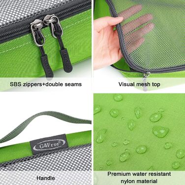 Органайзери для валізи G4Free, набір 6 шт (сітка) - зелений (S+2M+2L+XL) для подорожей