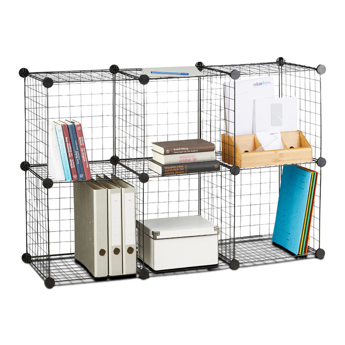 Relaxdays Wire Grid Shelf System with 6 Compartments
