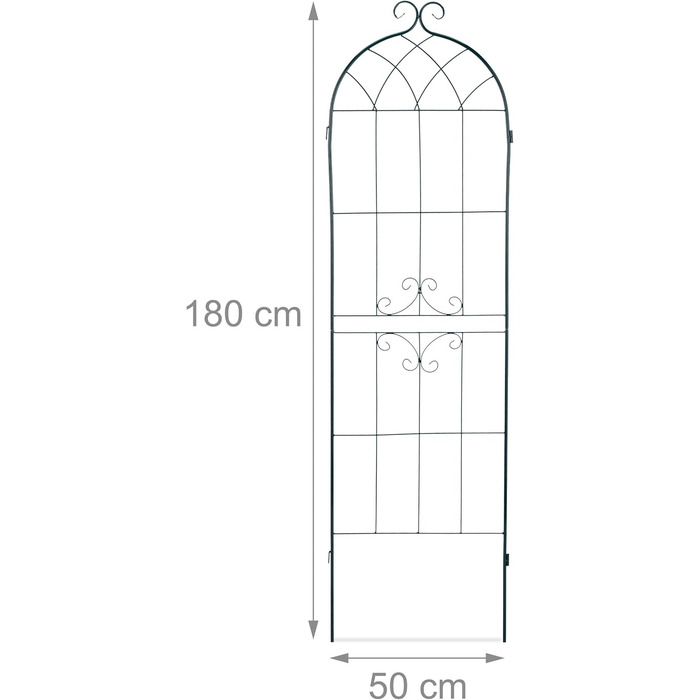 Relaxdays Trellis Set of 2, Metal, 180 x 50 cm, Garden Support, Vintage, Decorated Lace, for Sticking, Dark Green, (Design E)