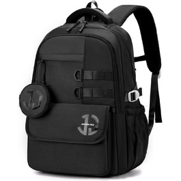 Водонепроникний шкільний рюкзак JANSBEN для підлітків (хлопців та дівчат), багатоклековий дизайн для школи та подорожей, ідеальний для 5 класу, чорний