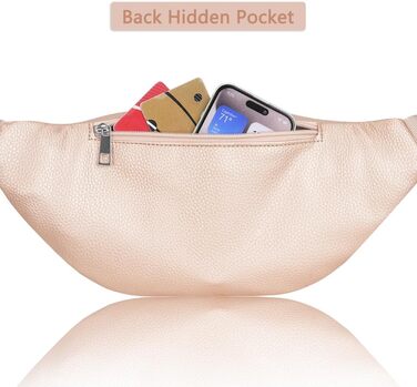 Сумка на пояс для чоловіків та жінок з PU шкіри, поясна сумка, спортивна сумка, сумка через плече для подорожей, прогулянок з собакою, активного відпочинку (Рожеве золото)