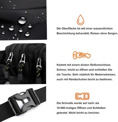 Водонепроникна поясна сумка на пояс для чоловіків та жінок. Спортивна сумка-фляга з 6 кишенями на блискавці. Виготовлена з нейлону, ідеальна для прогулянок з собакою, відпочинку на природі, бігу, подорожей та походів.