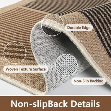 Килимок для дому та вулиці 50x80 см, джутовий, з антиковзаючим покриттям, для входу, балкону (Чорно-коричневий)