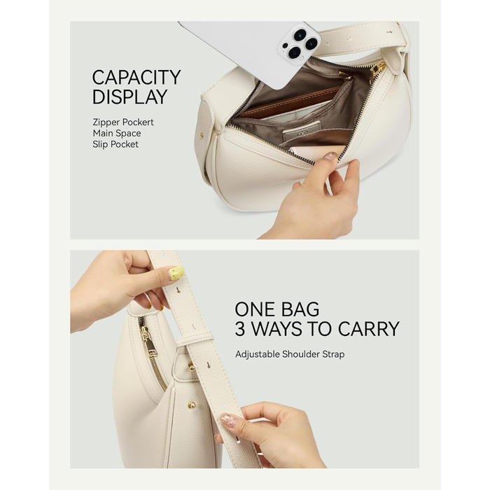 Сумка жіноча BOSTANTEN велика шопер з PU шкіри, елегантна сумка через плече, Hobo Bag чорна (1-3320-бежева)