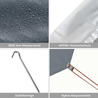 Тент KingCamp Bowman для кемпінгу: захист від сонця, вітру, 300x400 см, UV 50+