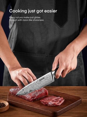 D.Perlla Self-Sharpening Knife Block Set - 14 Piece Stainless Steel Knife Set with Plastic Handle & Wood Block - Professional Kitchen Knife Set