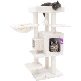 Котячий комплекс Petrebels Cleopatra, 134 см, з лежаком та котячою печерою, діаметр стовпів 9 см, бежевий/кремовий