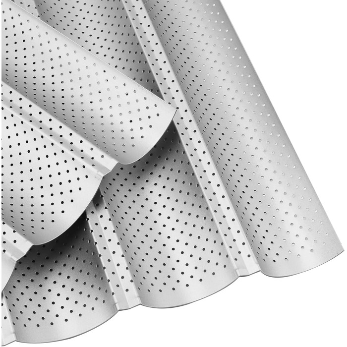 SYUTBOU 3-Piece Baguette Baking Pan, 4-Cavity, 38 x 33 x 2.4 cm Carbon Steel Baking Sheet for Baguettes, 4-Mold Baguette Pan with Non-Stick Coating, Baguette Pan Bread Mold Baguette Pan for 4 Baguettes