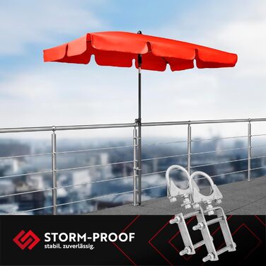 STORM-PROOF Umbrella Holder Balcony Railing Alfa 2-Piece Set made of Metal for Square Railings