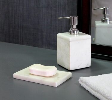KLEO Luxury 4-Piece Bathroom Accessories Set | Includes Liquid Soap or Lotion Dispenser with Stainless Steel Pump, Toothbrush Holder, Cup, Soap Dish - Bath Set/Bathroom Accessories (2-Piece Set - White)