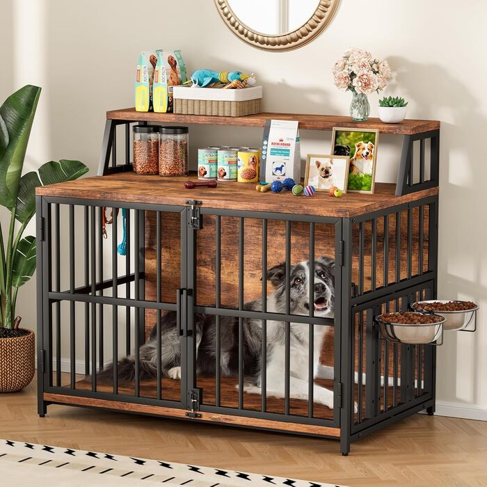 Будка для собак з дерева, 100x60x85 см, з годівницями, для собак до 35 кг, в стилі меблів