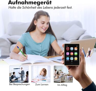MP3-плеєр 32GB з Bluetooth 5.3 та динаміком, портативний Hi-Fi плеєр для дітей з 2.8-дюймовим сенсорним екраном, FM-радіо та диктофоном, підтримка TF-карт до 128GB (Золотий)