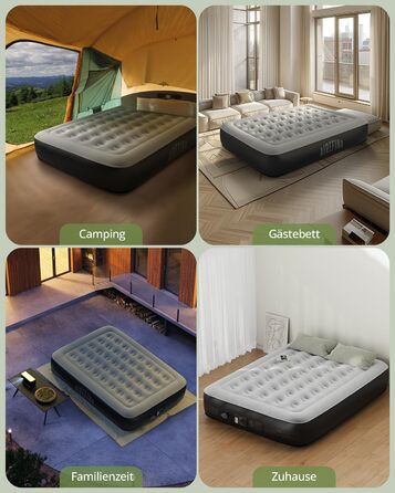Надувне ліжко Airefina для 1-2 осіб з вбудованим насосом, 99x190x46 см та 203x152x33 см, до 295 кг, з сумкою для перенесення