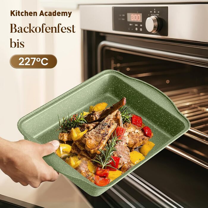 Набір посуду Kitchen Academy для індукційних плит, 17 предметів, антипригарне покриття, зелений