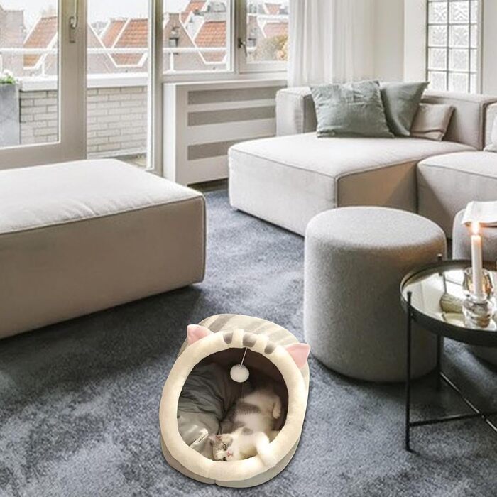 Кіт Хаус Індор - М'яке ліжко-печера для котів, тепле гніздечко, затишний дім для кота