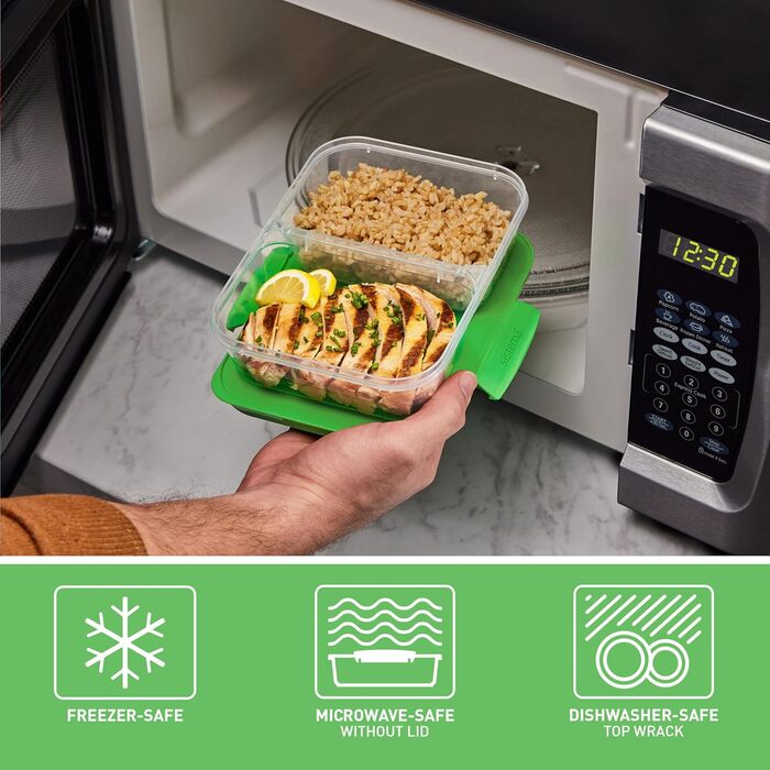 Набір контейнерів для їжі Nest IT Meal Prep | 5 шт., 1.9 л, 3 відділення, зелені