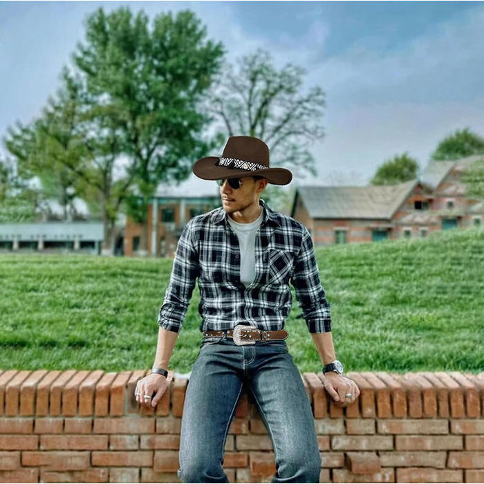 Жіночий/Чоловічий ковбойський ремінь INOGIH з регульованою пряжкою у вінтажному стилі - для джинсів, штанів, суконь. Розмір 30'-39' (107 см)