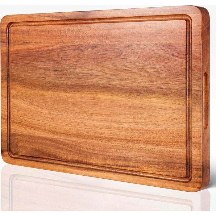 Обрізні дошки COCOBOSS з акації: якісні дошки для кухні 38x25 см з жолобом для соку та зручними ручками