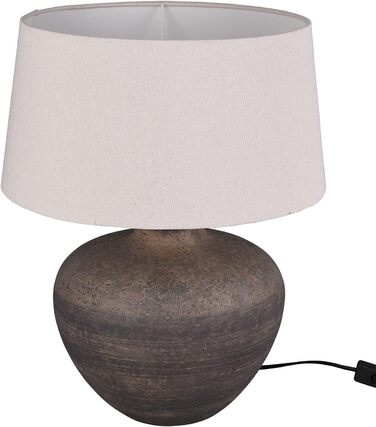 Торшер Reality Leuchten Lou R50961844: керамічний, коричневий, з абажуром кольору бежевого, висота 25 см (38 см), цоколь E14