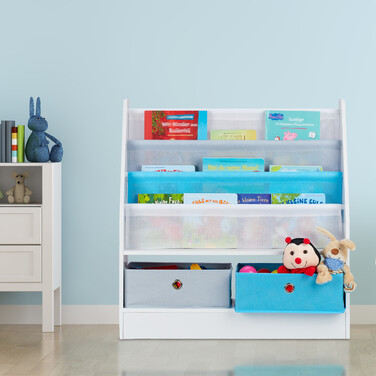 Relaxdays Children's Shelf with 2 Boxes & 3 Hanging Pockets