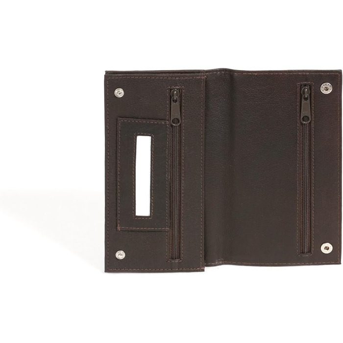 Biker Tobacco Pouch with Chrome Chain Tobacco Bag Rolling Pouch LEAS in Genuine Leather, Dark Brown - LEAS Special Edition