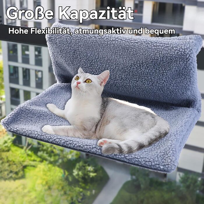 Ліжко для кота на батарею, плюшеве, сіре, 45x30 см