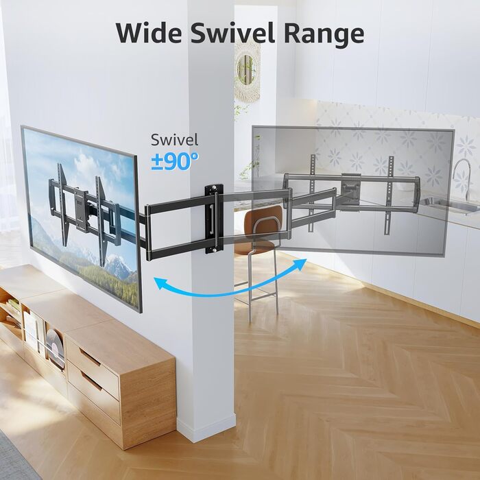 Кріплення для телевізора MOUNTUP 962mm з подовженою ручкою для телевізорів 42-75 дюймів (до 45 кг), поворотне та нахильне, VESA 600x400mm, EU0047-L