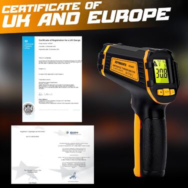 Інфрачервоний термометр пістолет -50 ℃ ~ 600 ℃ Безконтактний цифровий лазерний термометр для приготування їжі, піци, духовки, холодильника, продуктів харчування, ремонту автомобілів, морозильника, солодощів