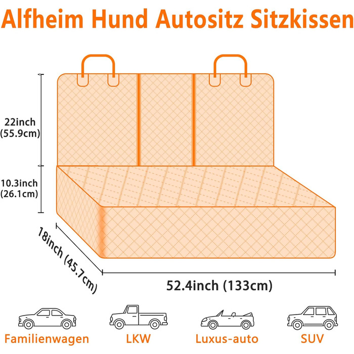 Alfheim Car Seat Cover for Dogs - Waterproof & Scratch-Resistant Back Seat Protector, Non-Slip, Durable, Washable, Universal Fit for Most Cars - Black
