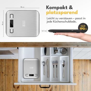 Кухонні ваги LEBENLANG USB - до 10 кг, точність 1 г, з кабелем для зарядки | Кухонні ваги для їжі та кухні