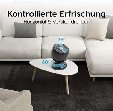 Вентилятор настільний Iris Ohyama Woozoo, 33 м², 3 швидкості, осциляція, тихий, чорний