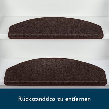 Beautissu Non-Slip Stair Treads - 55x15 cm - 15 Pack - Self-Adhesive Indoor Stair Mats - Carpet Stair Treads for Narrow Stairs - ProStair - Dark Brown