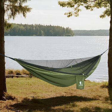 Гамак GEERTOP з москітною сіткою, 300 кг вантажопідйомність, для кемпінгу, походів, виживання, подорожей, саду