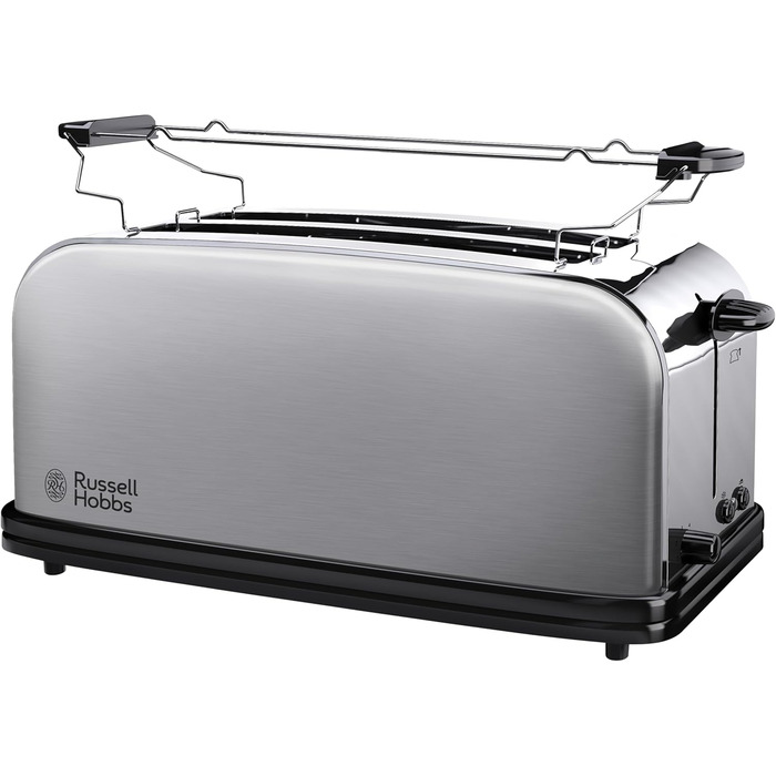 Russell Hobbs Toaster [2-Slice Long Slot for 4 Slices / 2 Wide Slices] Adventure Stainless Steel (extra wide toast slots, incl. bagel attachment, 6 browning levels + defrost function) 23610-56