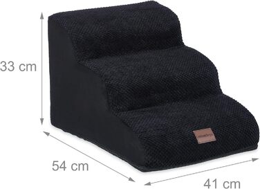 Сходинки для собак та котів Relaxdays, 3 сходинки, чорного кольору, розмір 33 x 41 x 54 см