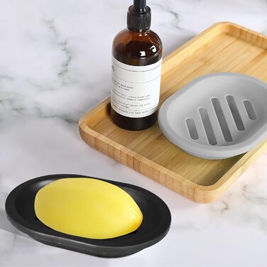 Набір з 2 мисок для мила AstraLoom, двошарові, пластикові, самозливні та з антипригарним покриттям - для ванної/кухні/губки (Чорний)