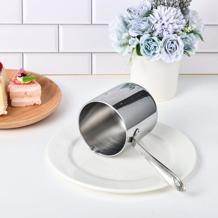 IMEEA® (12oz / 370ml Heavy Duty 18/10 Stainless Steel Turkish Coffee Pot and Butter Melting Mini Pot with Spout