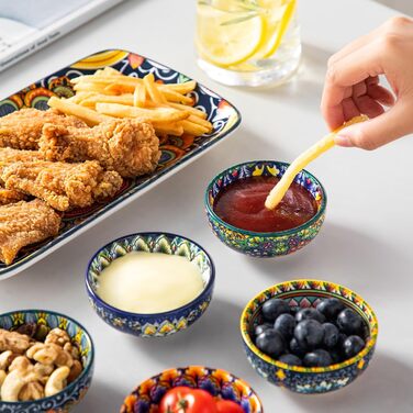 Набір кавових чашок Vancasso SIMI 6 шт. з блюдцями, 240 мл - кавові чашки з кольорового фарфору, посуд для 6 осіб, сумісні з мікрохвильовою піччю, богемський стиль