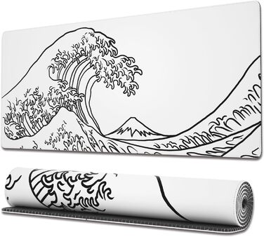 Ігрова мишка Pad Ovenbird з картографічним малюнком, з прошитими краями, великий XL, 80 x 30 см, чорний