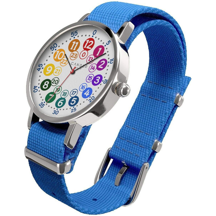 Cander Berlin MNU 1009 Silent Kinderwecker (children's alarm clock) and MNA 1030 J blue wristwatch, learning clock silent children's clock light snooze table clock alarm clock children lighting quiet snooze girls boys