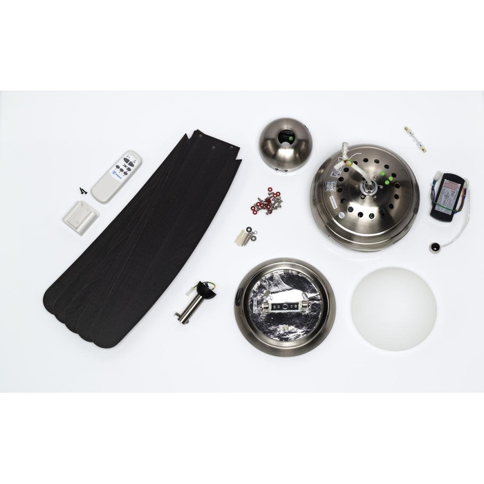 Стелянка-вентилятор Westinghouse Bendan 132 см з однією лампою та п'ятьма лопатями, сірий хром, опалове скло, енергоклас G