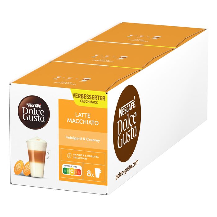 Кавові капсули Nescafé Dolce Gusto Latte Macchiato, середній обсмал, набір 3х15 порцій (45 капсул), 550 г